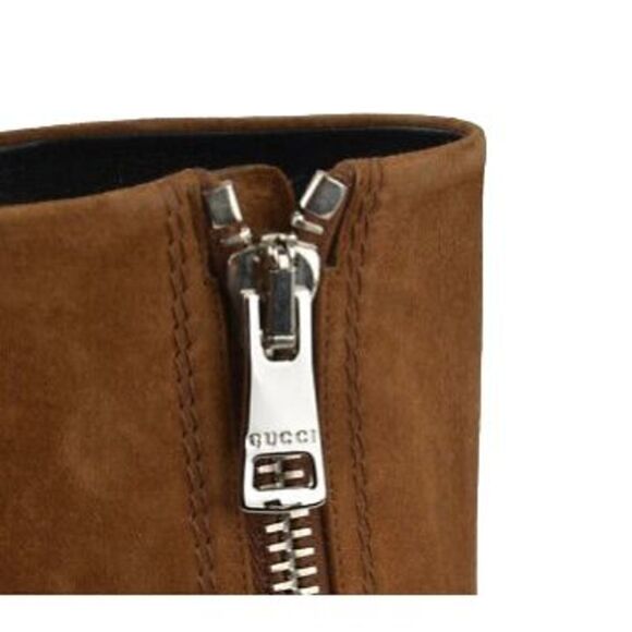 GUCCI BOOTS CLAUDIE ANKLE BROWN SUEDE CHUNKY PLATFORM HEEL $1,195 Size 35.5 - Picture 2 of 7